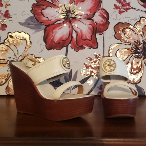 Tory Burch Shoes - Tory Burch Selma Wedge White size 8